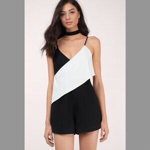 Finders Keepers Hold Us Playsuit Black & White Sheer Jumpsuit